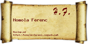 Homola Ferenc névjegykártya